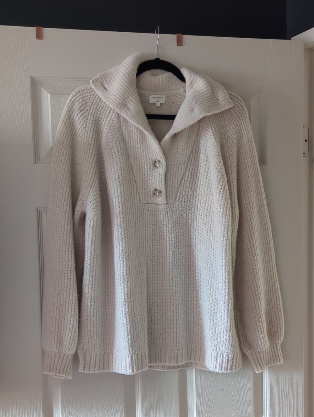 Gentle Fawn Cream Knit Button-Collar Sweater